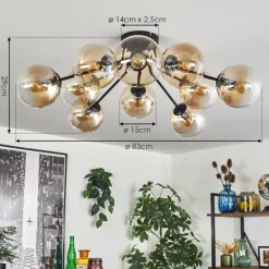 hofstein Gastor Plafonnier 83 cm Ambre, Clair, 10 lumières