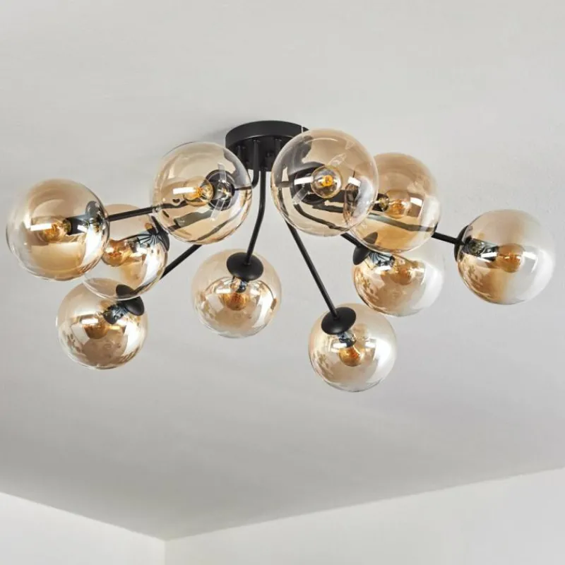 hofstein Gastor Plafonnier 83 cm Ambre, Clair, 10 lumières