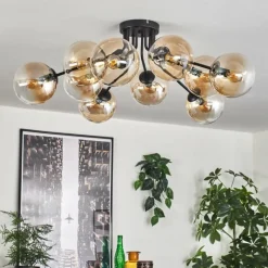 hofstein Gastor Plafonnier 83 cm Ambre, Clair, 10 lumières
