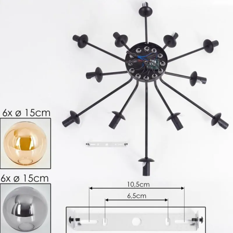 hofstein Gastor Plafonnier 91 cm Ambre, Fumé, 12 lumières