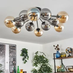hofstein Gastor Plafonnier 91 cm Ambre, Fumé, 12 lumières
