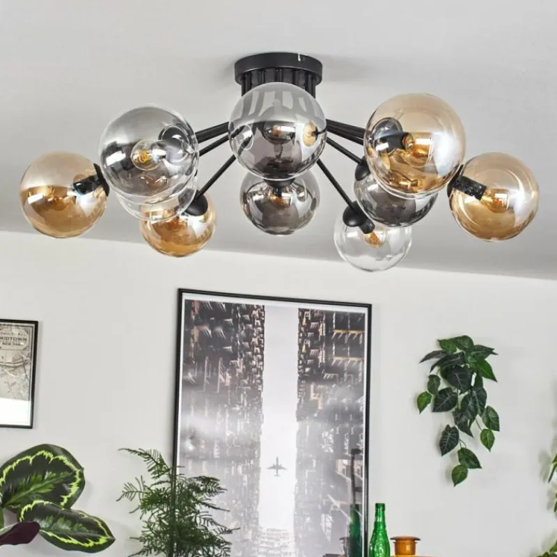 hofstein Gastor Plafonnier 91 cm Ambre, Clair, Fumé, 12 lumières