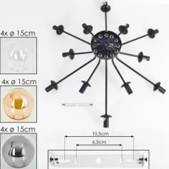 hofstein Gastor Plafonnier 91 cm Ambre, Clair, Fumé, 12 lumières