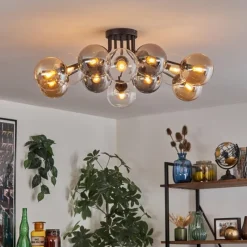 hofstein Gastor Plafonnier 91 cm Ambre, Clair, Fumé, 12 lumières