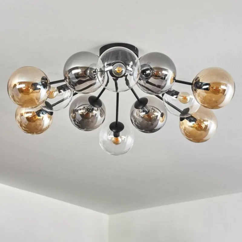 hofstein Gastor Plafonnier 91 cm Ambre, Clair, Fumé, 12 lumières