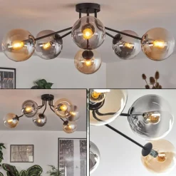 hofstein Gastor Plafonnier 74 cm Ambre, Clair, Fumé, 6 lumières