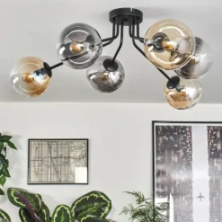 hofstein Gastor Plafonnier 74 cm Ambre, Clair, Fumé, 6 lumières