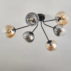 hofstein Gastor Plafonnier 74 cm Ambre, Clair, Fumé, 6 lumières