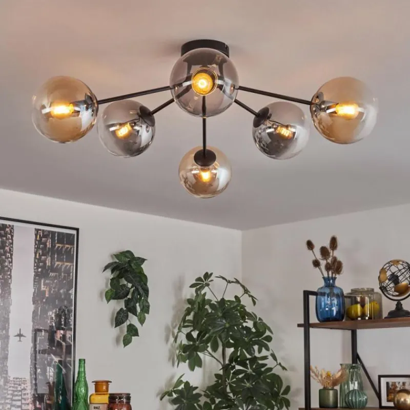 hofstein Gastor Plafonnier 74 cm Ambre, Clair, Fumé, 6 lumières