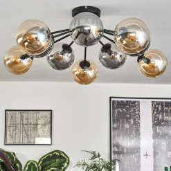 hofstein Gastor Plafonnier 83 cm Ambre, Fumé, 10 lumières