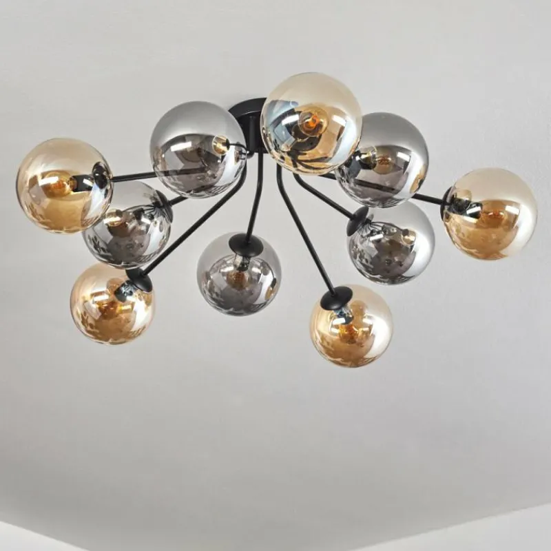 hofstein Gastor Plafonnier 83 cm Ambre, Fumé, 10 lumières