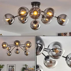 hofstein Gastor Plafonnier 87 cm Chrome, Clair, 8 lumières