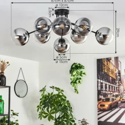 hofstein Gastor Plafonnier 87 cm Chrome, Clair, 8 lumières