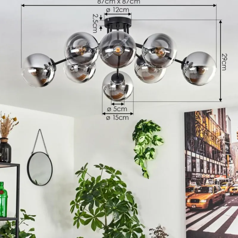 hofstein Gastor Plafonnier 87 cm Chrome, Clair, 8 lumières