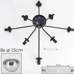 hofstein Gastor Plafonnier 87 cm Chrome, Clair, 8 lumières
