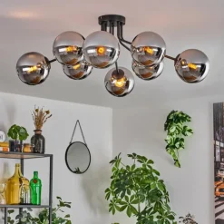 hofstein Gastor Plafonnier 87 cm Chrome, 8 lumières