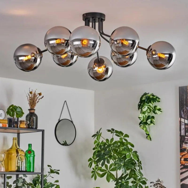 hofstein Gastor Plafonnier 87 cm Chrome, 8 lumières