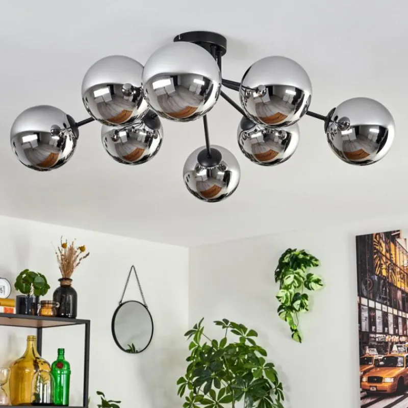 hofstein Gastor Plafonnier 87 cm Chrome, 8 lumières