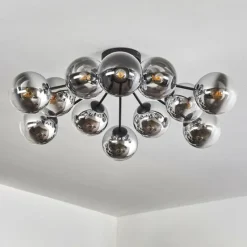 hofstein Gastor Plafonnier 91 cm Chrome, Clair, Fumé, 12 lumières