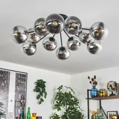 hofstein Gastor Plafonnier 91 cm Chrome, Clair, Fumé, 12 lumières