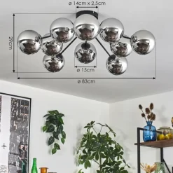 Suspension Verre Fumé-hofstein Gastor Plafonnier 83 cm Chrome, Fumé, 10 lumières