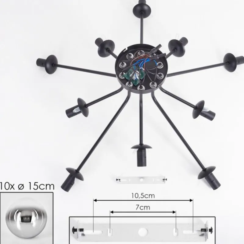 hofstein Gastor Plafonnier 83 cm Chrome, Clair, 10 lumières