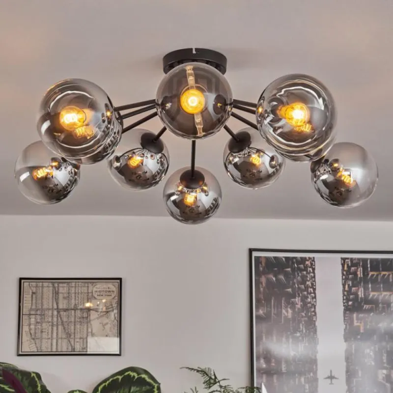 hofstein Gastor Plafonnier 83 cm Chrome, Clair, 10 lumières