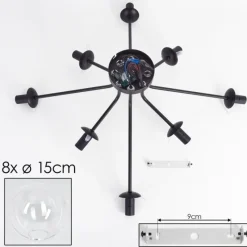 hofstein Gastor Plafonnier 87 cm Clair, 8 lumières