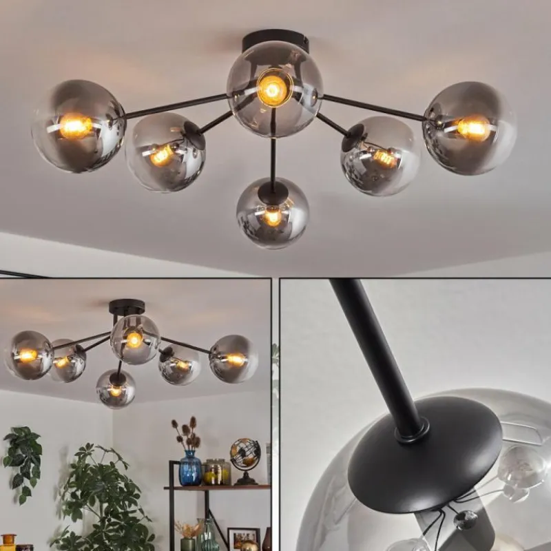 hofstein Gastor Plafonnier 74 cm Clair, Fumé, 6 lumières
