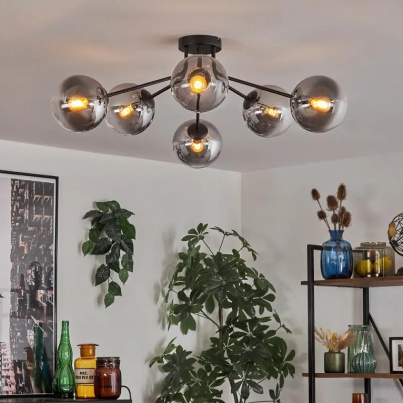 hofstein Gastor Plafonnier 74 cm Clair, Fumé, 6 lumières