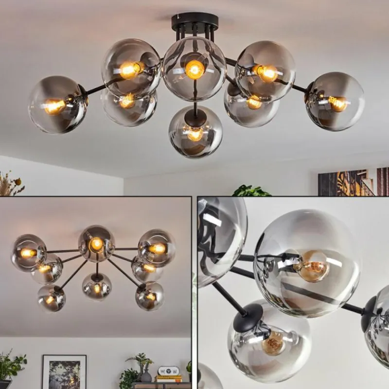 hofstein Gastor Plafonnier 87 cm Clair, Fumé, 8 lumières