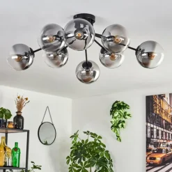 hofstein Gastor Plafonnier 87 cm Clair, Fumé, 8 lumières