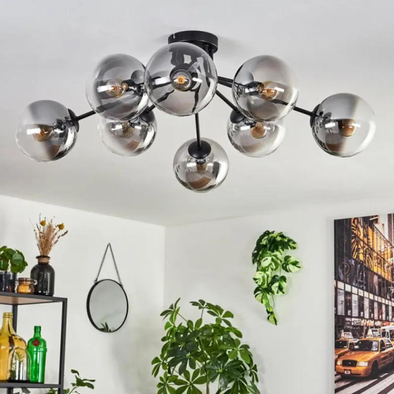 hofstein Gastor Plafonnier 87 cm Clair, Fumé, 8 lumières