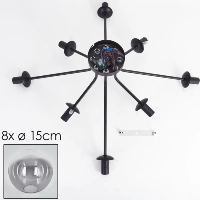hofstein Gastor Plafonnier 87 cm Clair, Fumé, 8 lumières