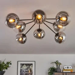 hofstein Gastor Plafonnier 87 cm Clair, Fumé, 8 lumières