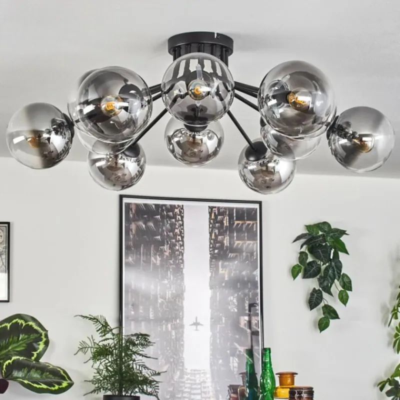 hofstein Gastor Plafonnier 91 cm Clair, Fumé, 12 lumières