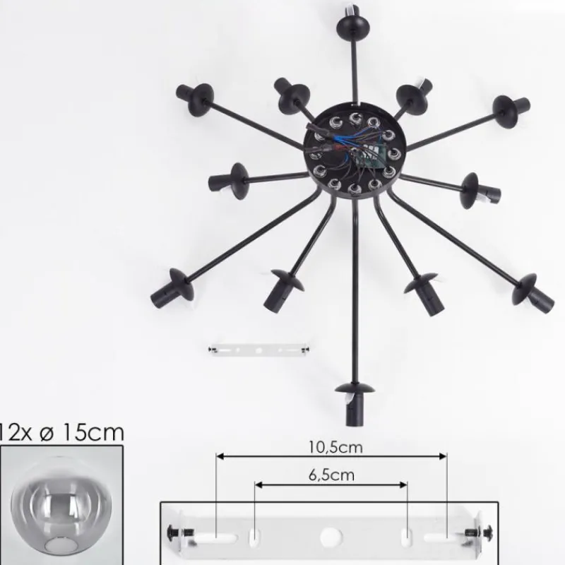 hofstein Gastor Plafonnier 91 cm Clair, Fumé, 12 lumières