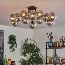 hofstein Gastor Plafonnier 91 cm Clair, Fumé, 12 lumières