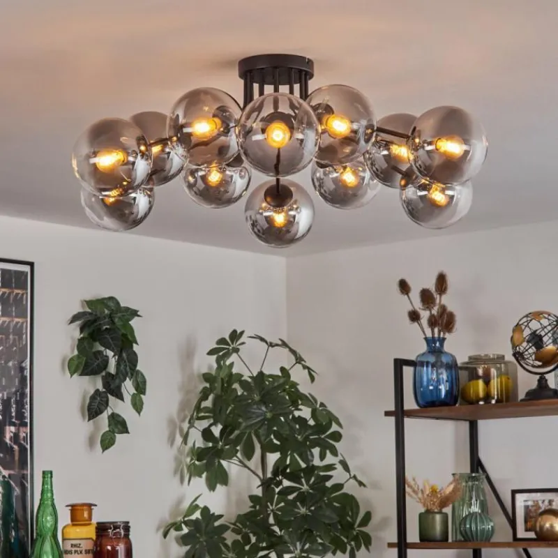 hofstein Gastor Plafonnier 91 cm Clair, Fumé, 12 lumières