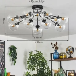 hofstein Gastor Plafonnier 91 cm Clair, 12 lumières