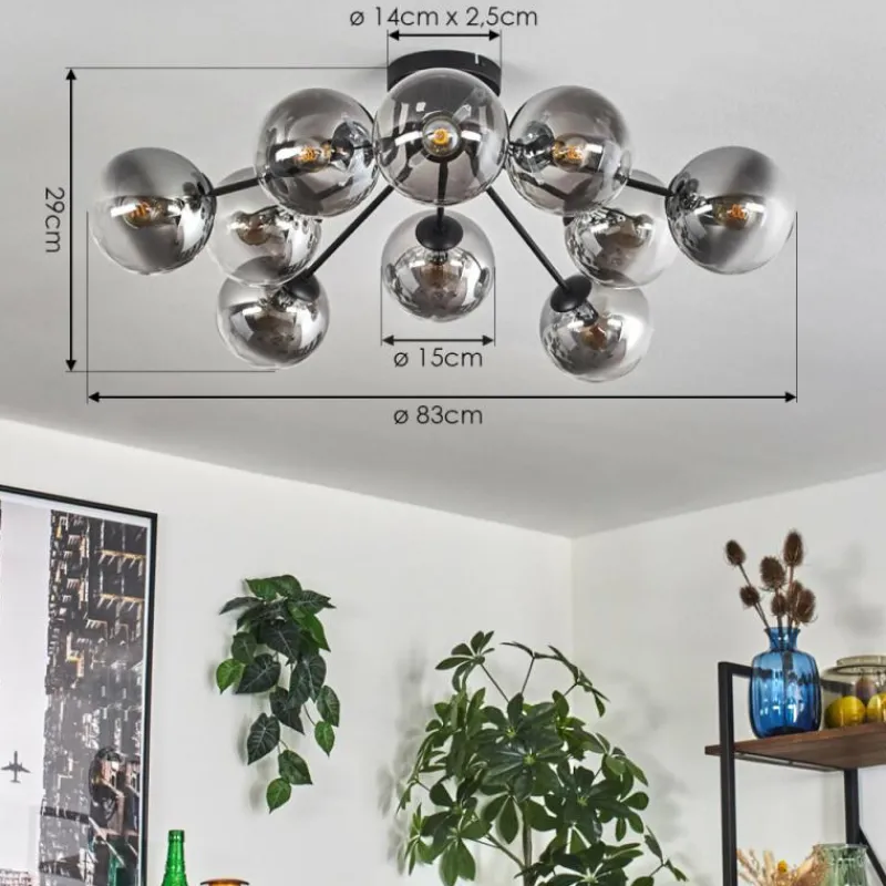 hofstein Gastor Plafonnier 83 cm Clair, Fumé, 10 lumières