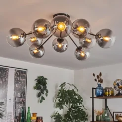 hofstein Gastor Plafonnier 83 cm Clair, Fumé, 10 lumières