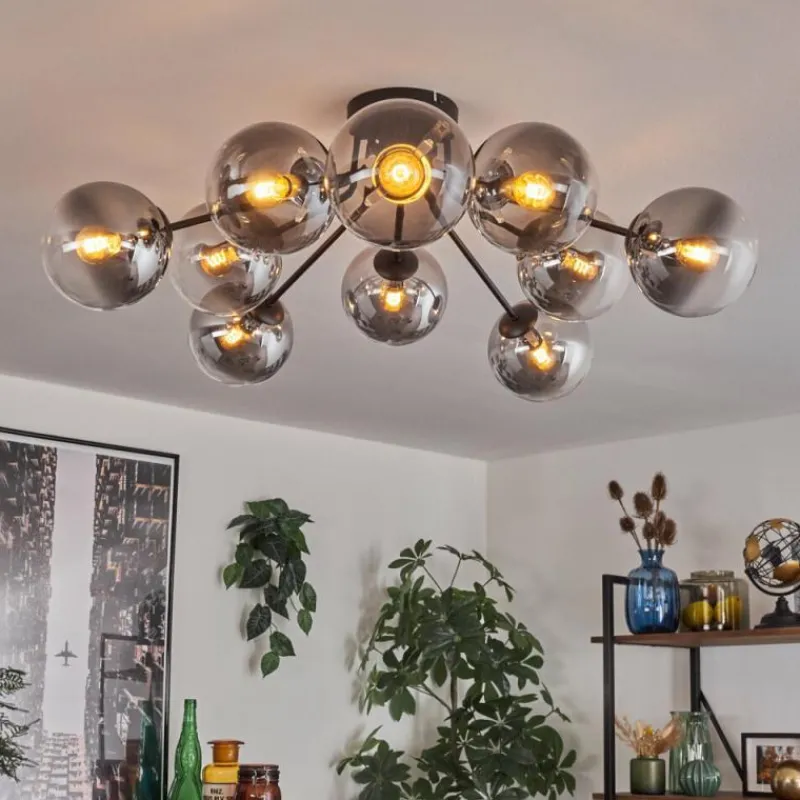 hofstein Gastor Plafonnier 83 cm Clair, Fumé, 10 lumières