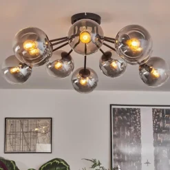 hofstein Gastor Plafonnier 83 cm Clair, Fumé, 10 lumières