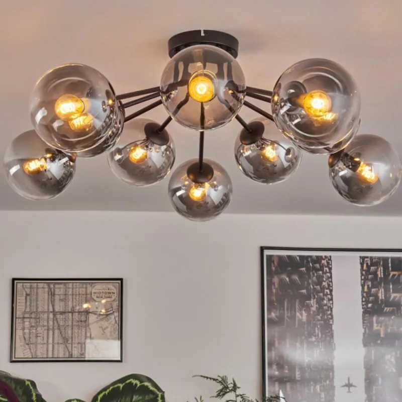 hofstein Gastor Plafonnier 83 cm Clair, Fumé, 10 lumières