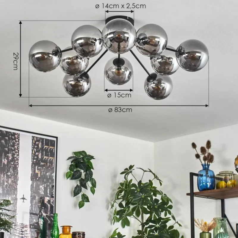 hofstein Gastor Plafonnier 83 cm Fumé, 10 lumières