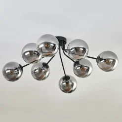 hofstein Gastor Plafonnier 87 cm Noir, 8 lumières