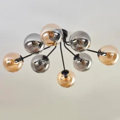 hofstein Gastor Plafonnier 87 cm Noir, 8 lumières