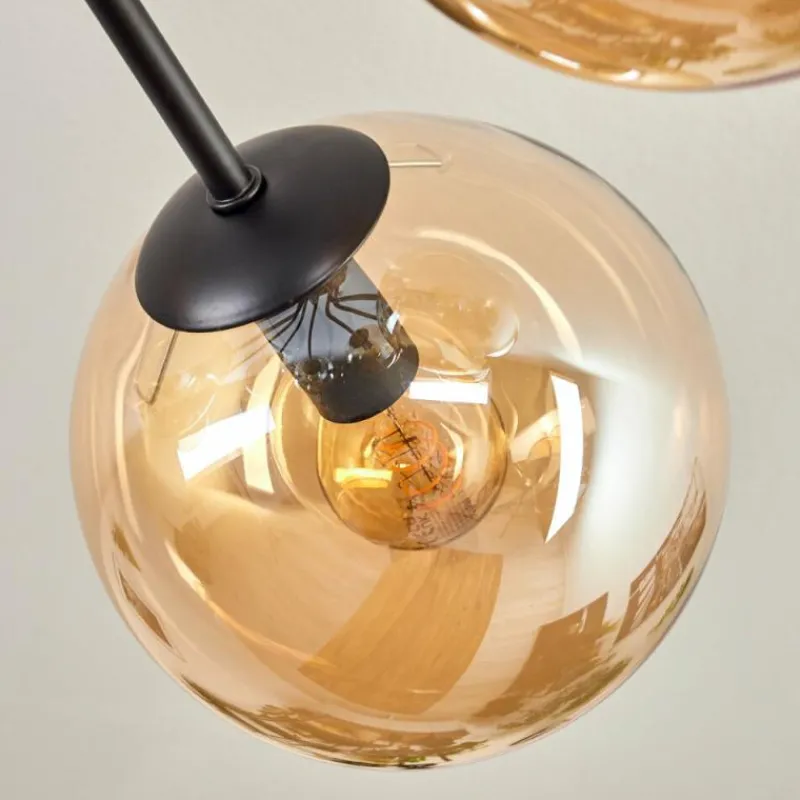 hofstein Gastor Plafonnier 87 cm Noir, 8 lumières