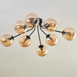 hofstein Gastor Plafonnier 87 cm Noir, 8 lumières